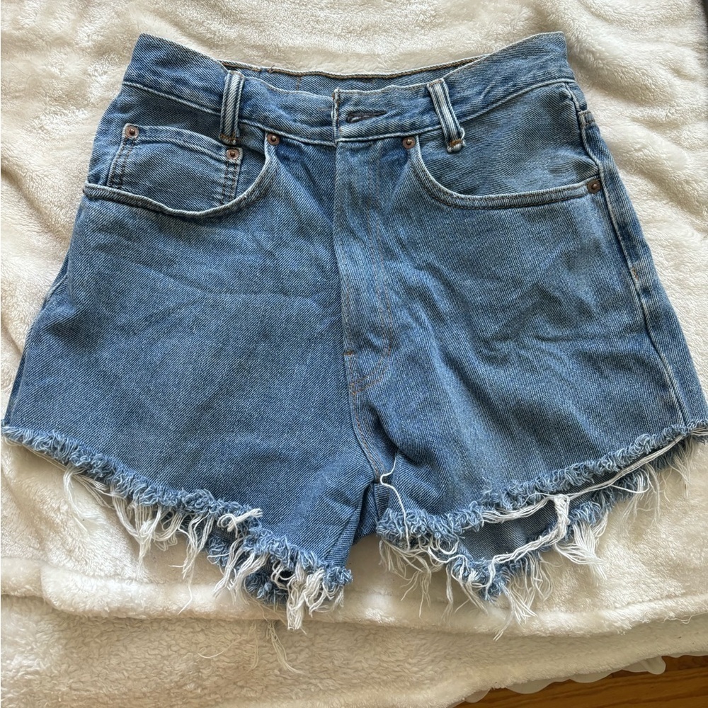 Levi’s High Rise Distressed Denim Shorts